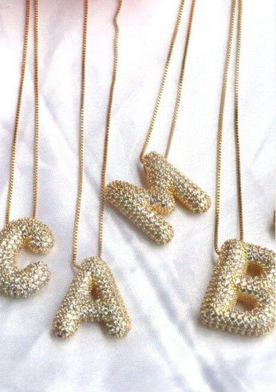 Jewel Bubble Initial Necklaces Jewelry Dani & Em 