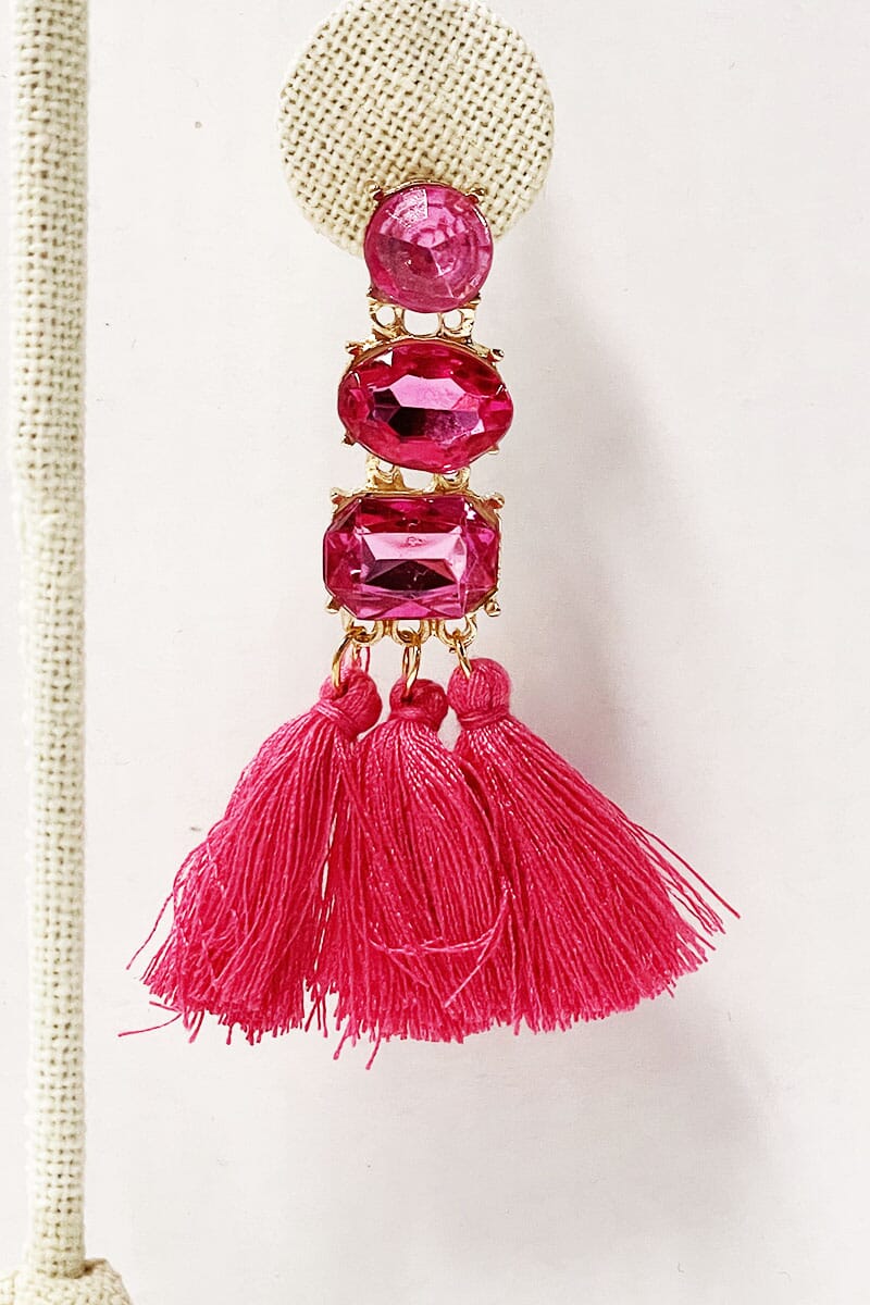 Brilliant Tassel Earrings Jewelry miso Pink 
