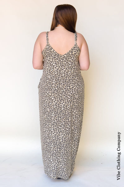 Leopard Cami Maxi Dress Dresses zenana 