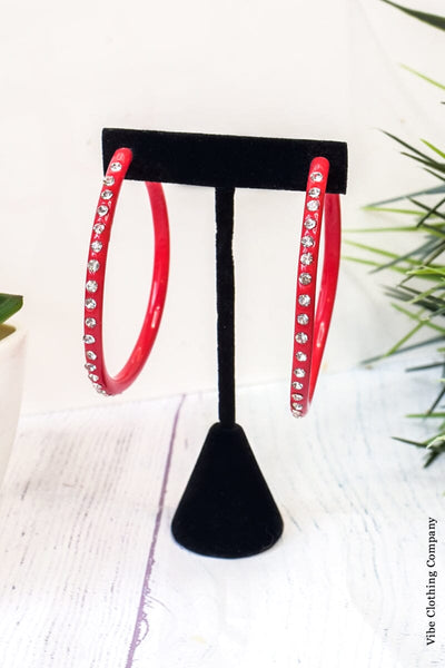 Crystal Hoop Earrings Jewelry 023 Red 