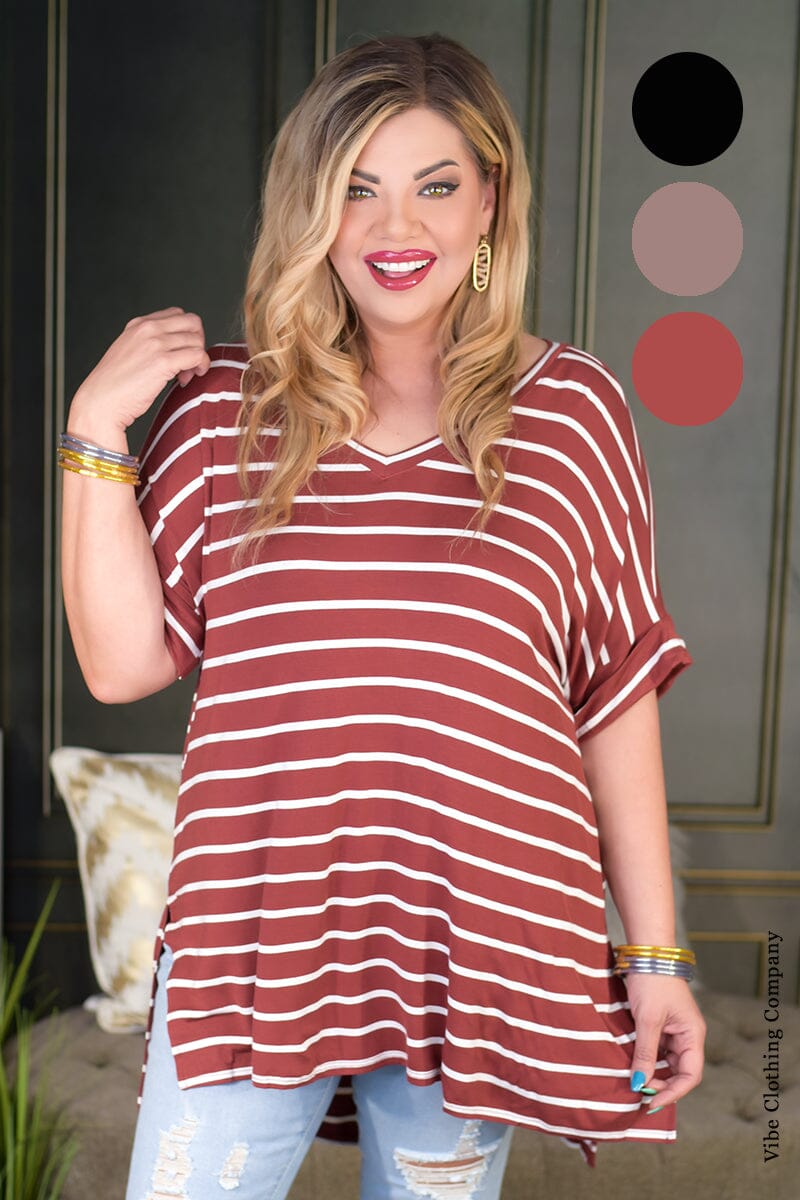 Striped Relaxed Tops BASICS 001 