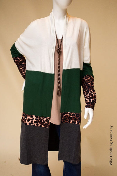 Colorblock Emerald & Leopard Cardigan cardigan Lover 
