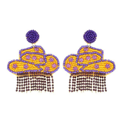 Cowboy Hat Fringe Earrings Earrings Sophia Purple/Yellow 