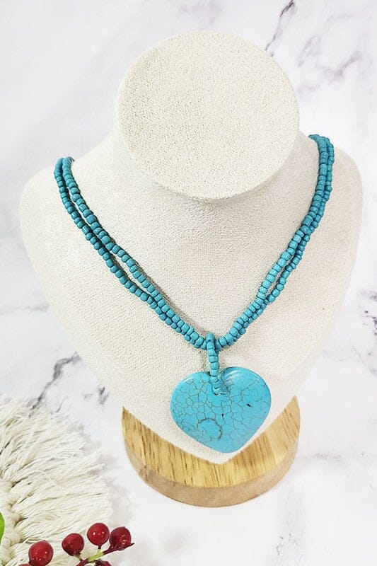 Western Heart Necklace necklace Funteze Turquoise 