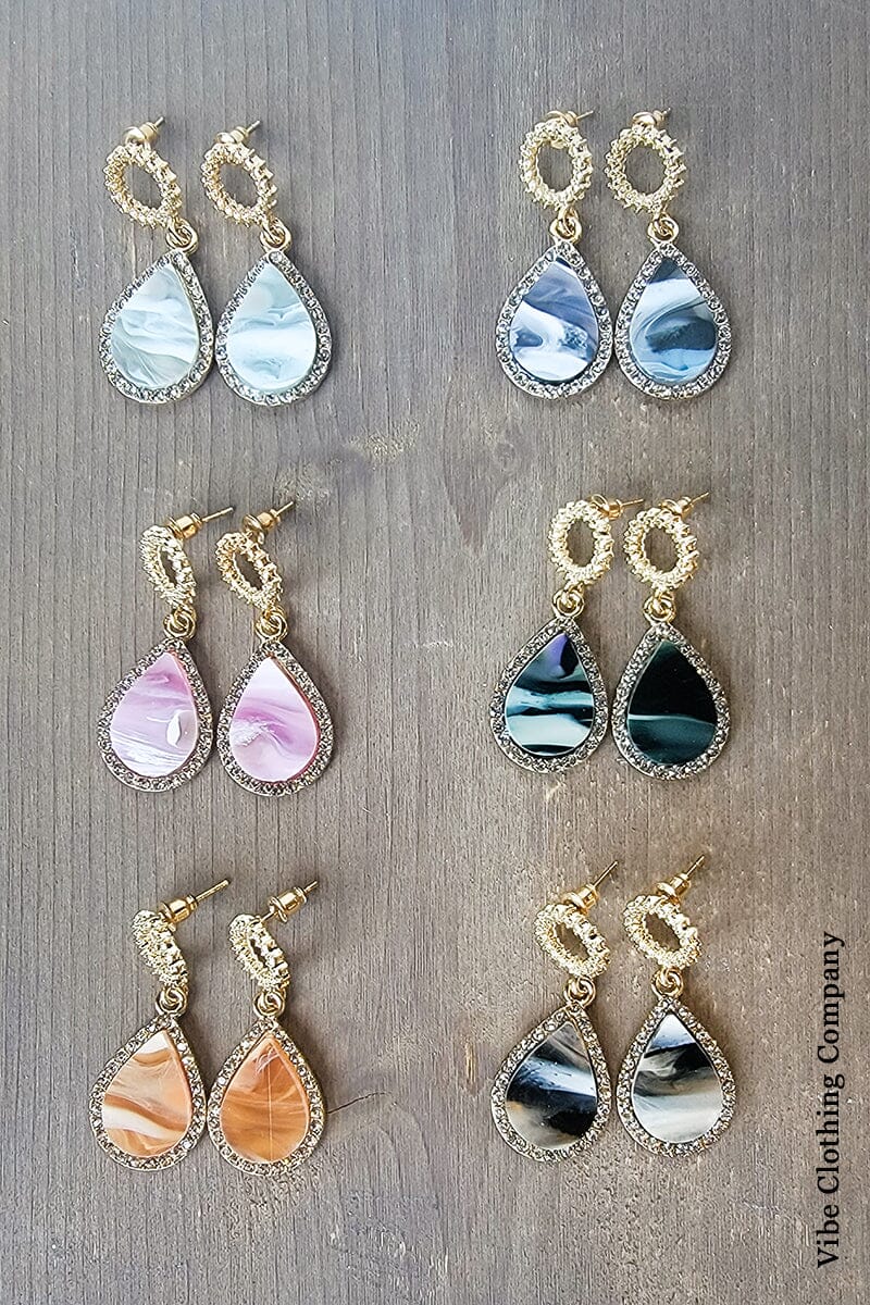 Marbled Crystal Earrings Jewelry Miso 