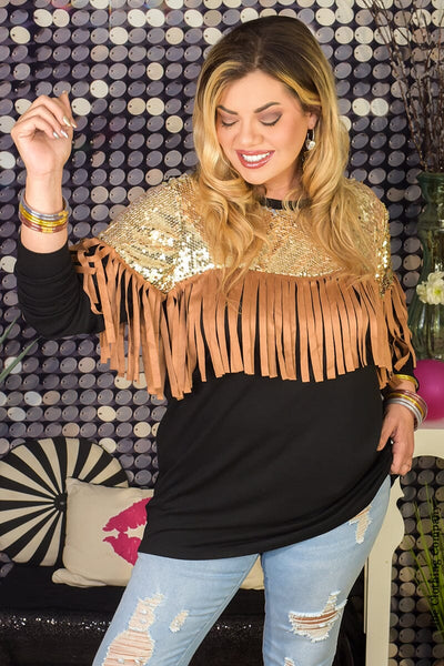 Fringe and Sequin Top Tops your fashion wholesale 