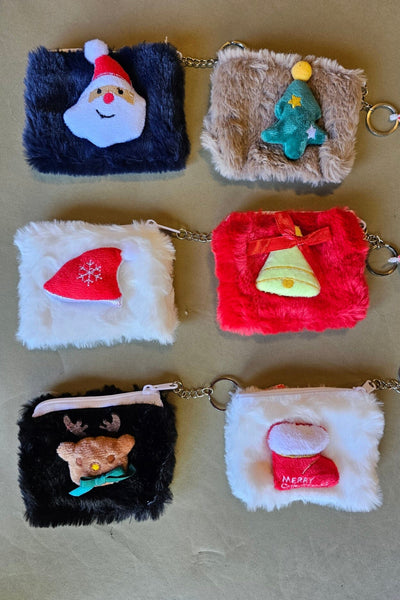 Christmas Fuzzy Coin Pouch Purses miso 