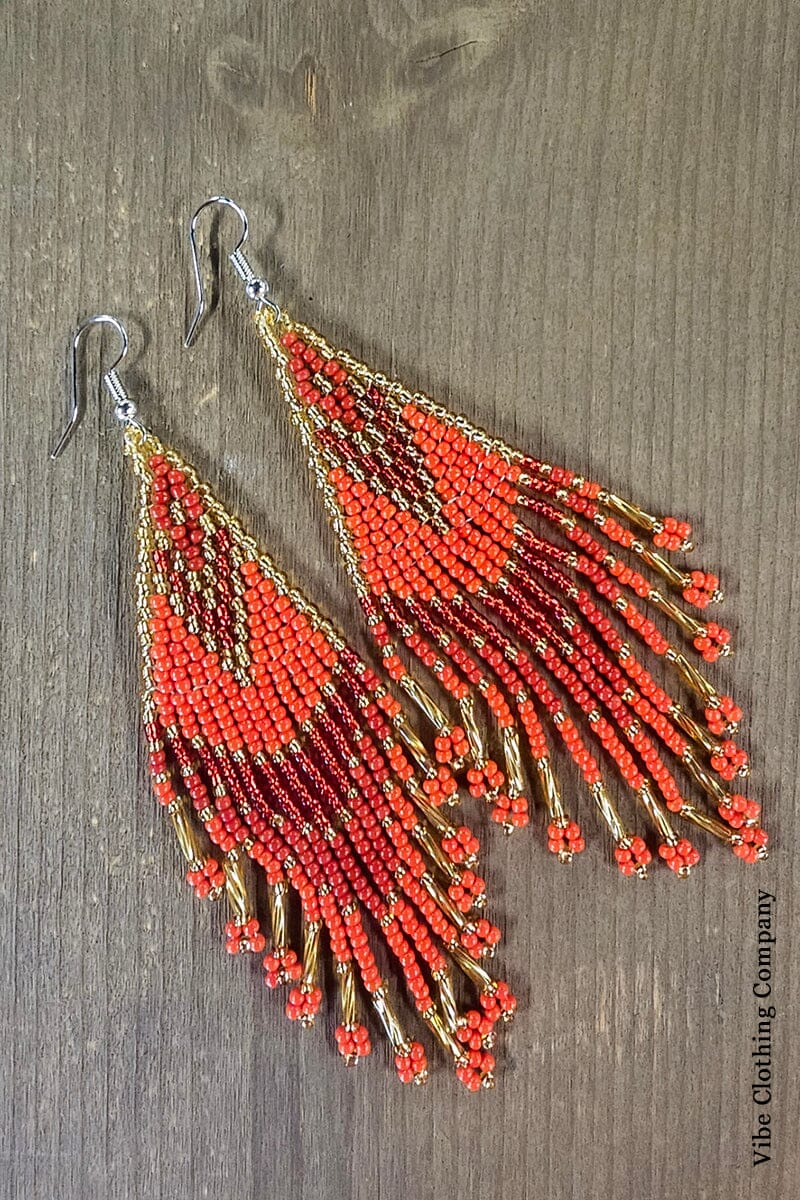 Holiday Red Seed Bead Earrings Jewelry miso 