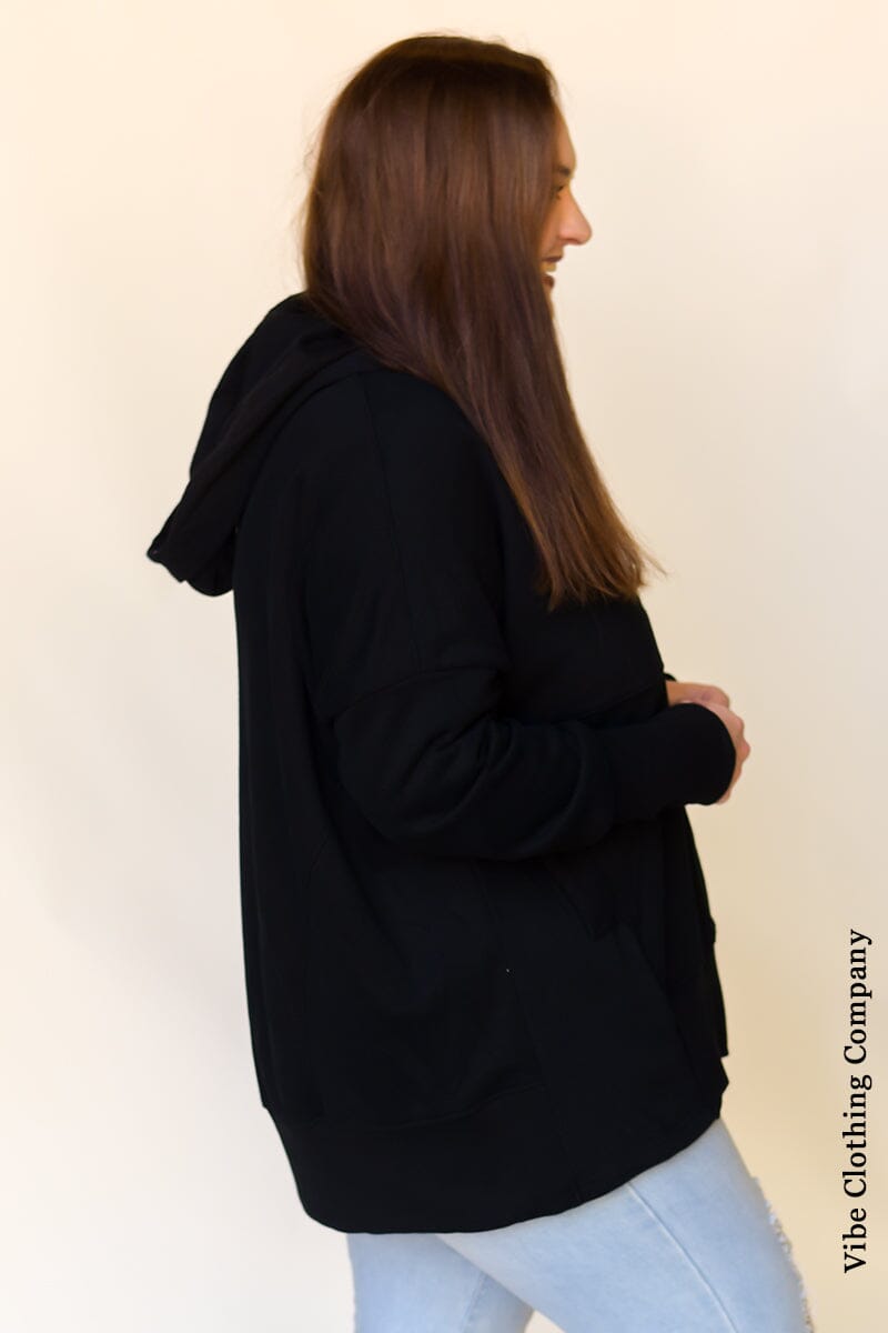 Into the Sea Hoodie Pullover Top - Black Shirts & Tops Lover 