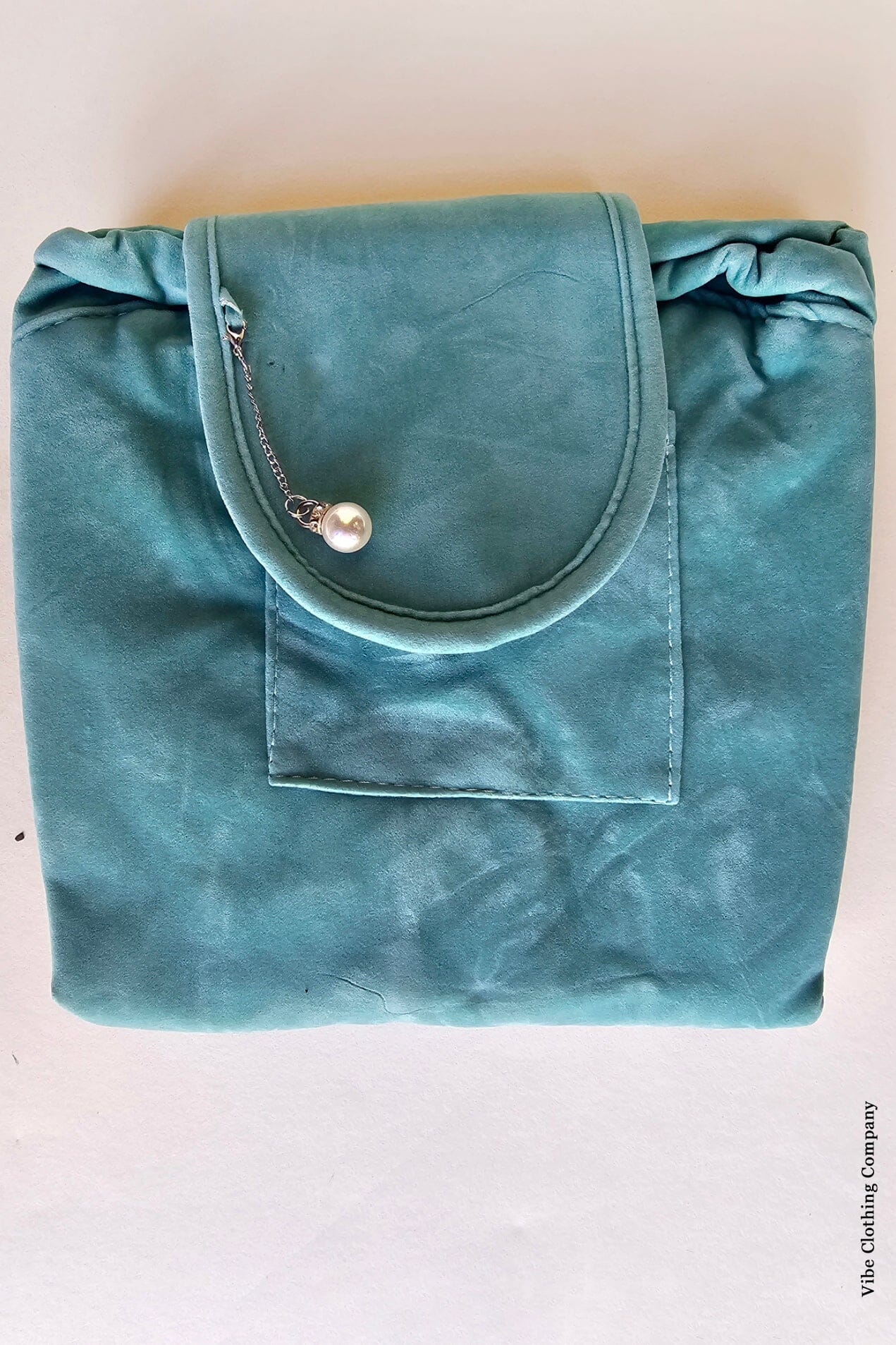 Door Buster Velvet Drawstring Makeup Bag makeup Vibe Clothing Company Blue Green 