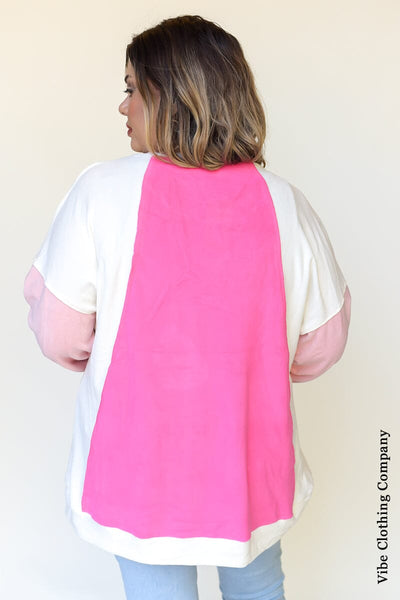 Snuggle Colorblock Sweatshirt Tops lady's world 