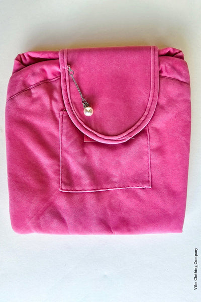 Door Buster Velvet Drawstring Makeup Bag makeup Vibe Clothing Company Pink 