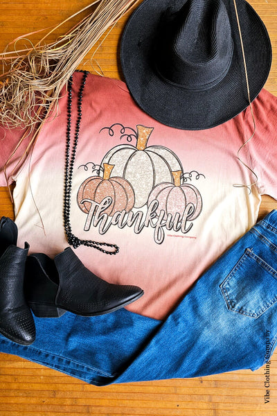 Glitter Pumpkins Ombre Graphic Top graphic tees 001 