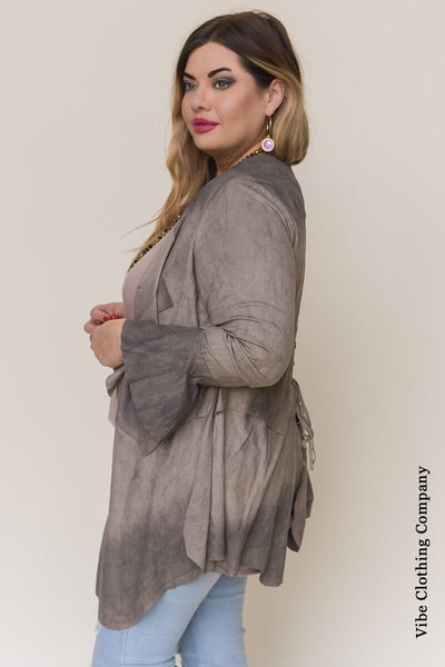Suede with Lace Up Back Cardigan Cardigan Vocal 