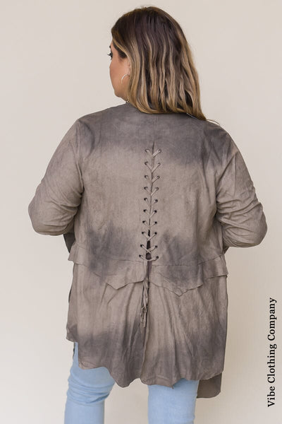 Suede with Lace Up Back Cardigan Cardigan Vocal 