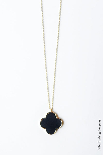 Black & Gold Dipped Quatrefoil Necklace Necklace U.S jewelry house 