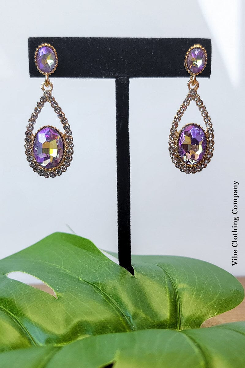 Sparkling Gems Earrings Jewelry funteze Lavender 