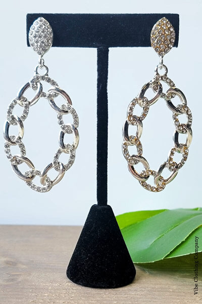 Crystal Chain Rhinestone Earrings Jewelry Mark Ashton Mixed 