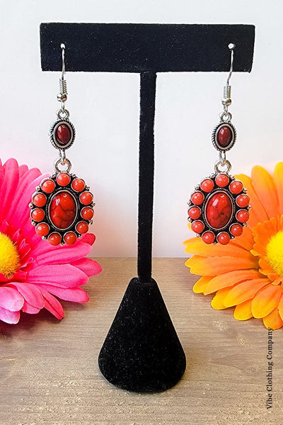 Blossom Howlite Earrings Jewelry funteze Red 