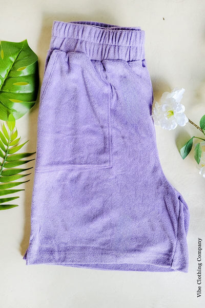 French Terry Shorts Bottoms Zenana Small Lavender 