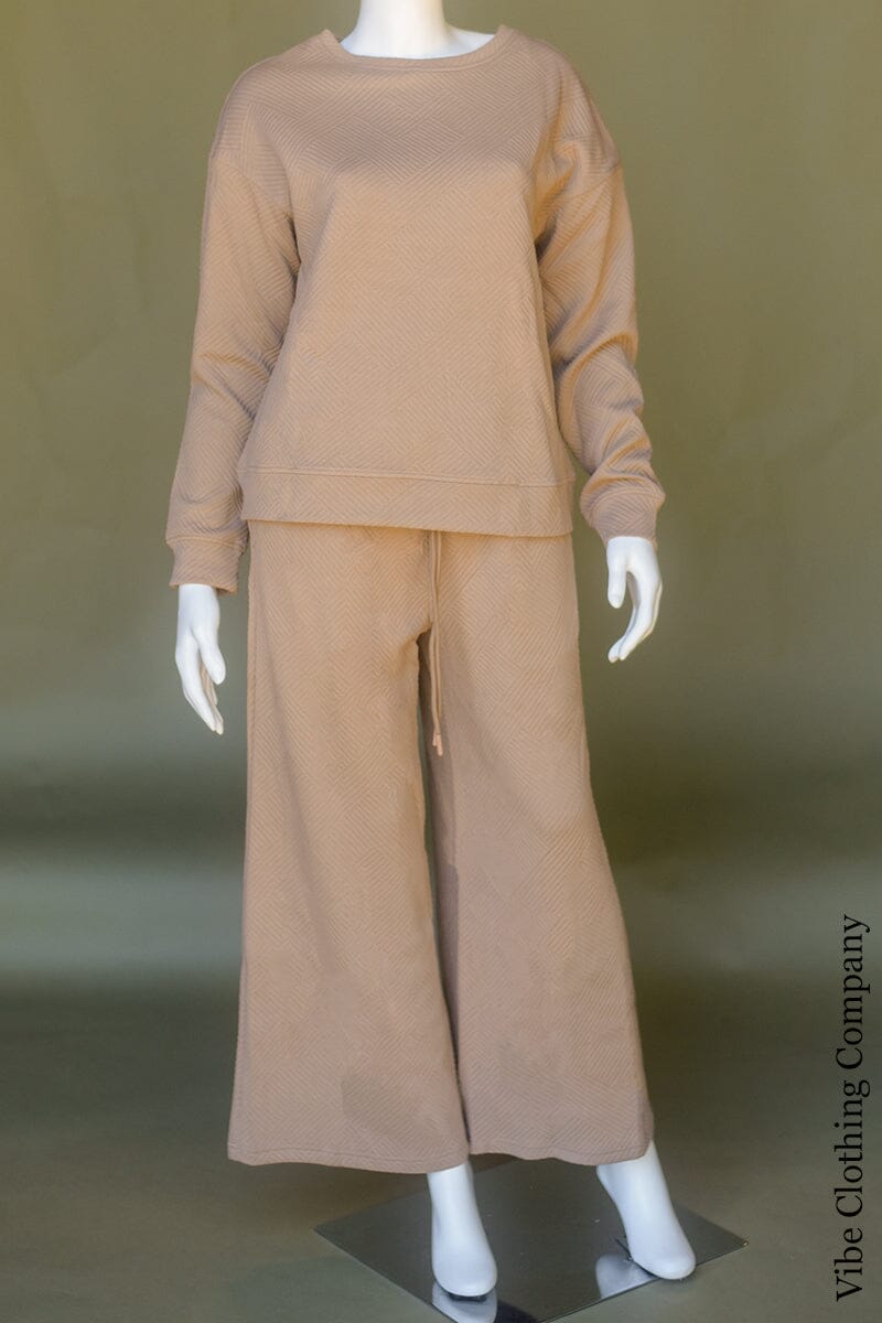 Textured Slouchy Set Loungewear Lover Small Tan 