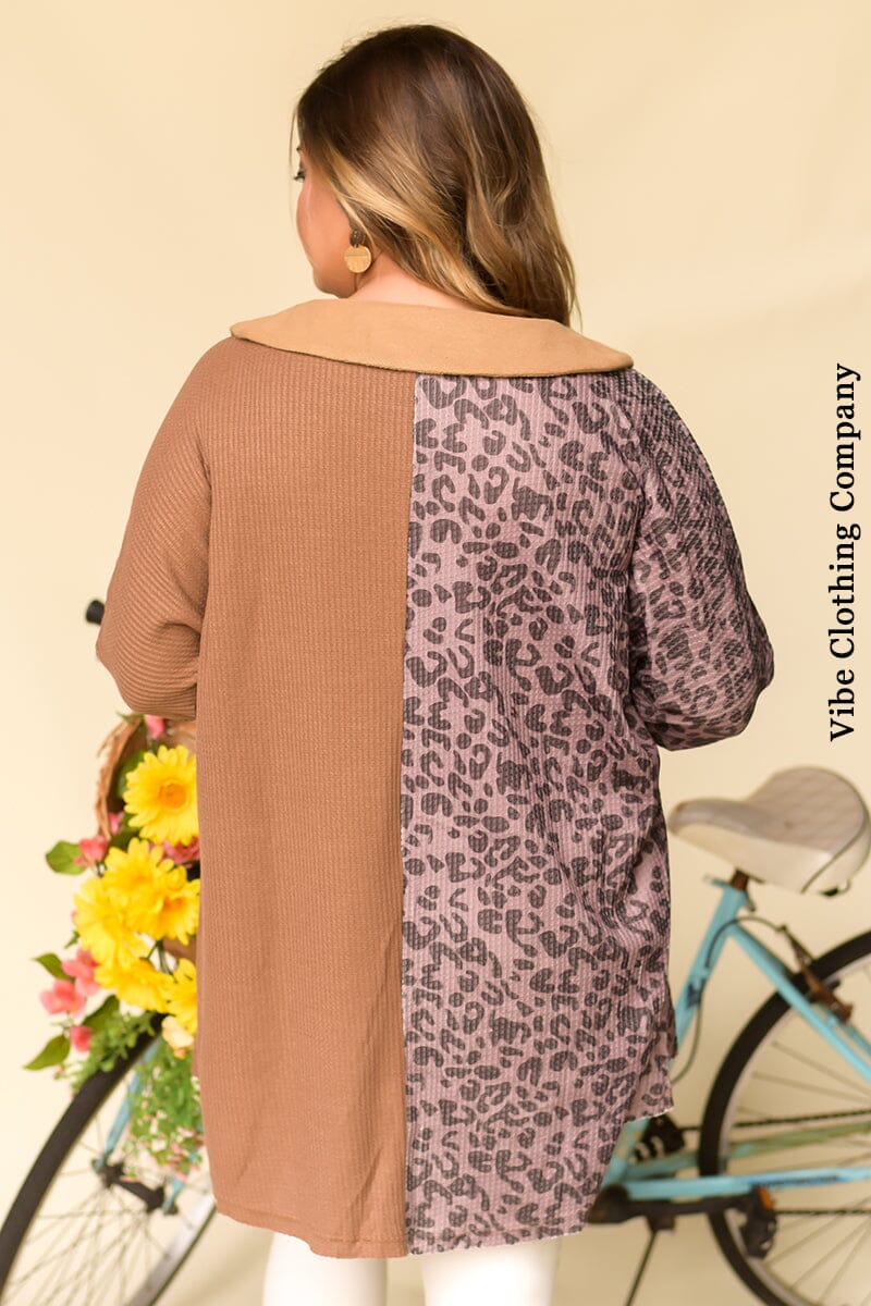 Leopard Patchwork Waffle Top Tops Lover 