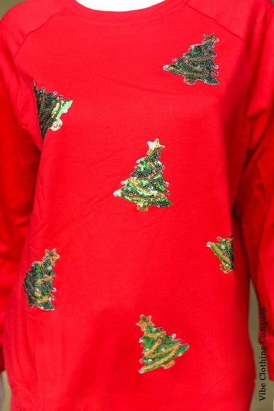 Sequin Christmas Tree Sweatshirt Tops Lover 