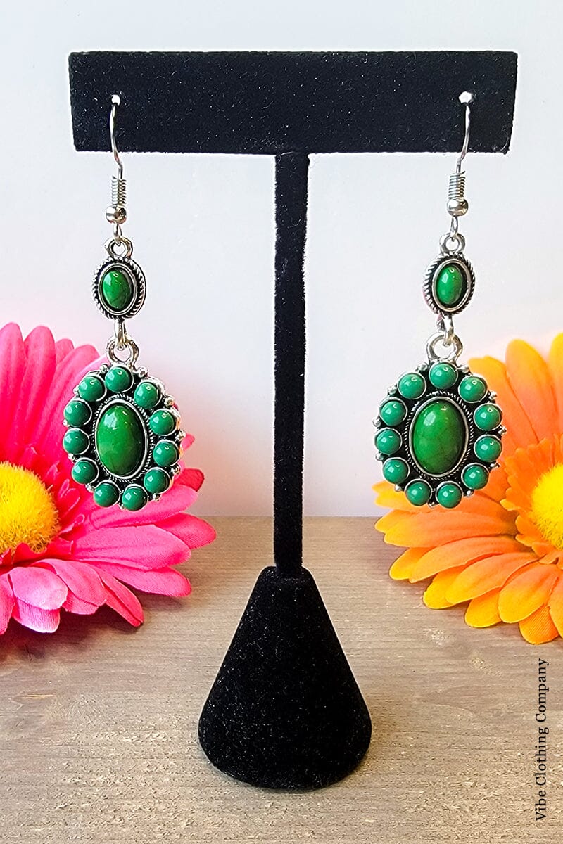 Blossom Howlite Earrings Jewelry funteze Green 