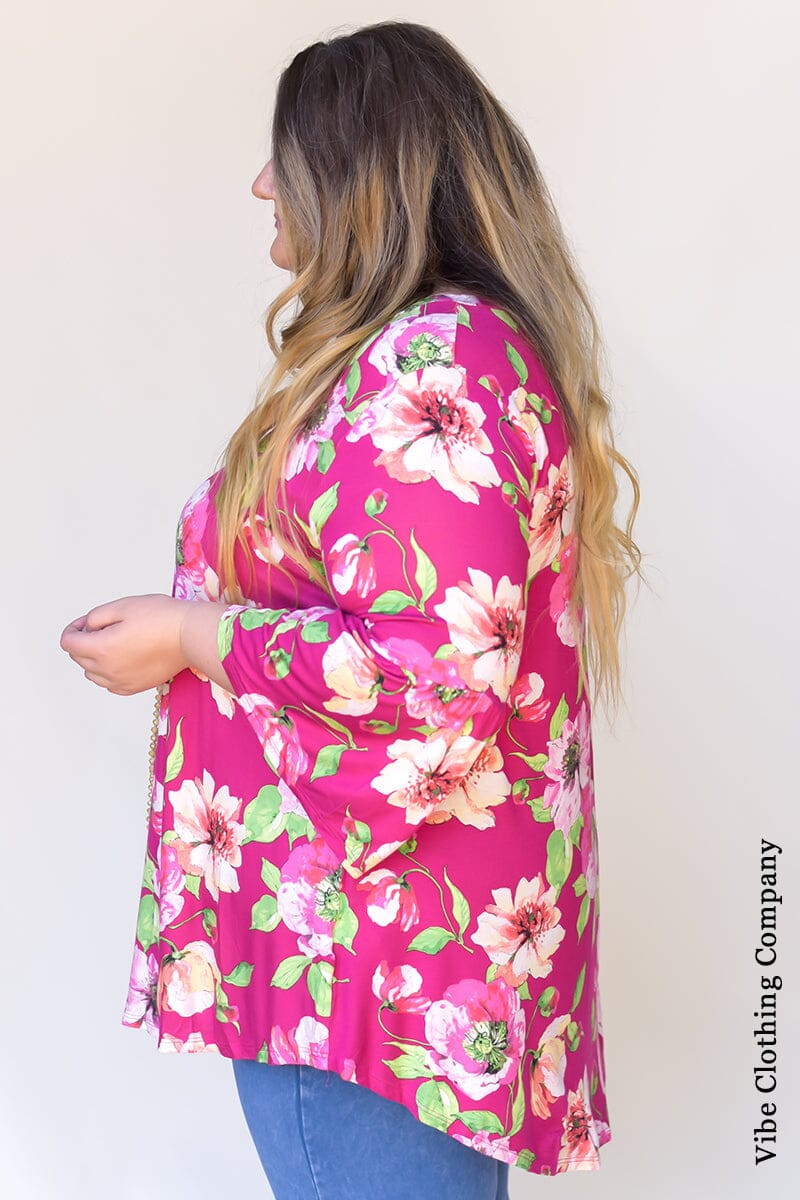 All the Pinks Floral Tunic Top Tops curvy lovey 