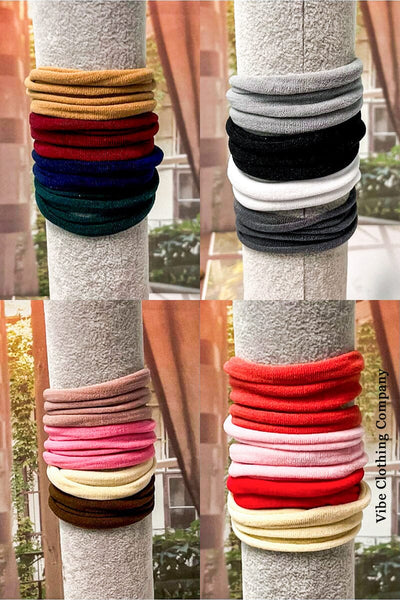 Soft Hair Tie Sets-Multi Color accessories Vibe Clothing Company 