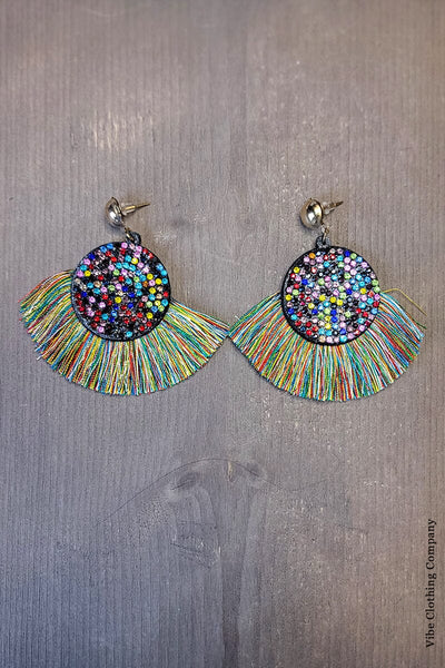 Glitter Sun Fringe Earrings Jewelry 023 Multi 