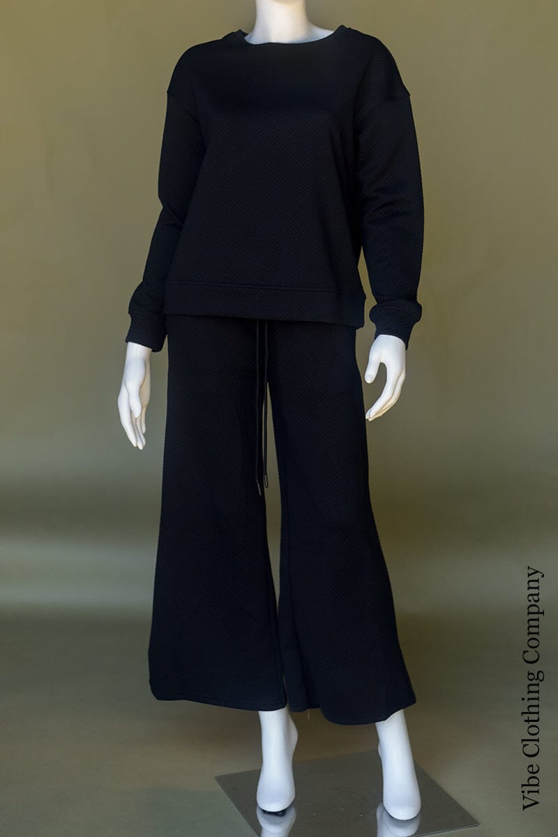 Textured Slouchy Set Loungewear Lover Small Black 