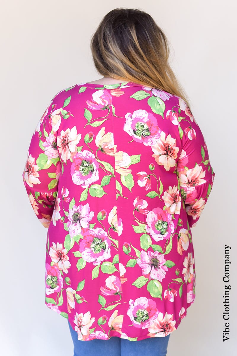 All the Pinks Floral Tunic Top Tops curvy lovey 