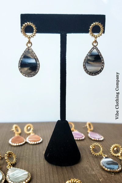 Marbled Crystal Earrings Jewelry Miso Earthy 