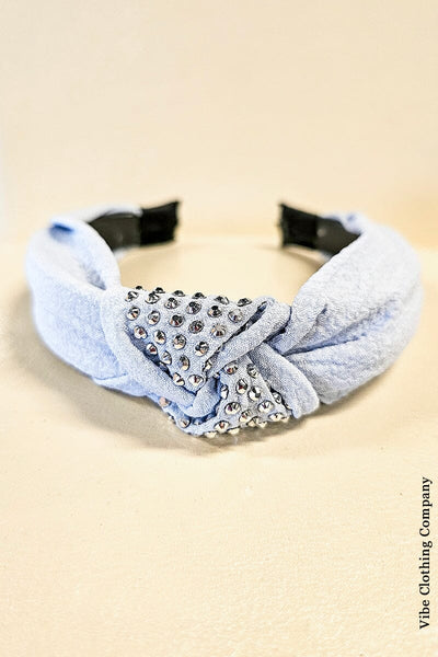 Studded Knot Headbands accessories Cap Zone Ice Blue 