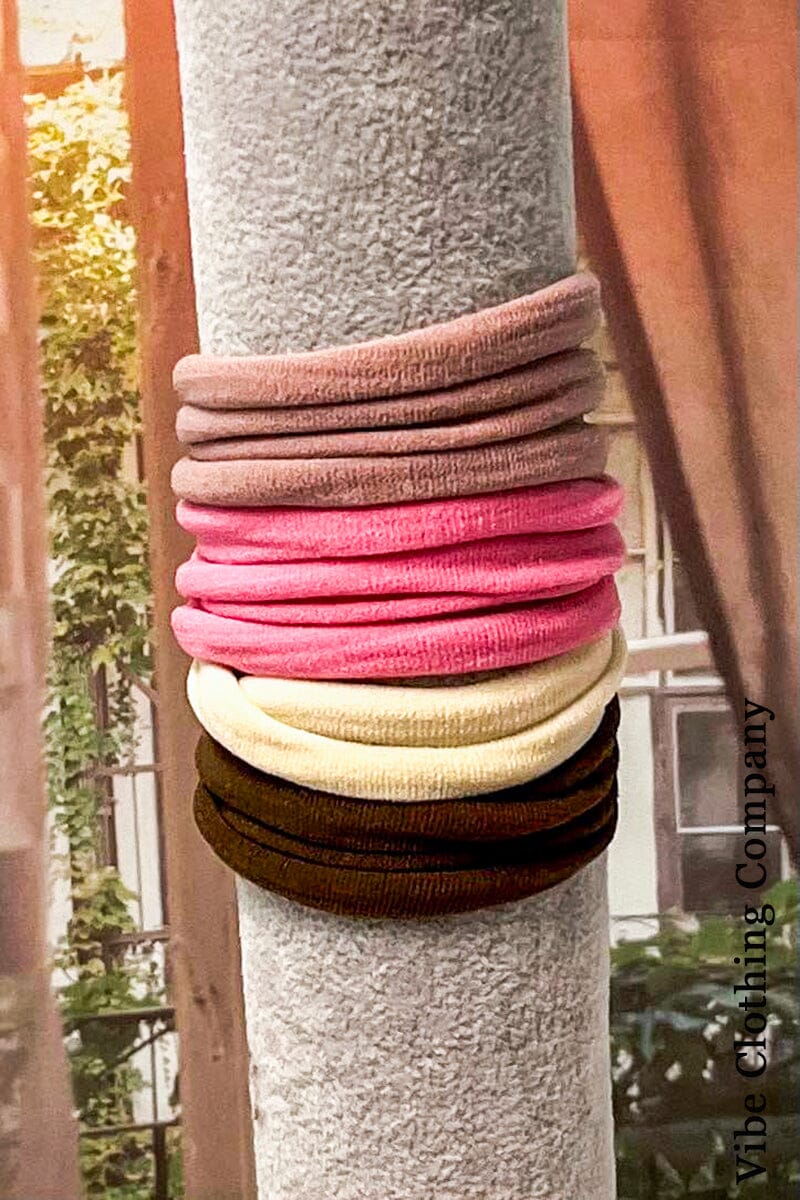 Soft Hair Tie Sets-Multi Color accessories Vibe Clothing Company Bright Tones 