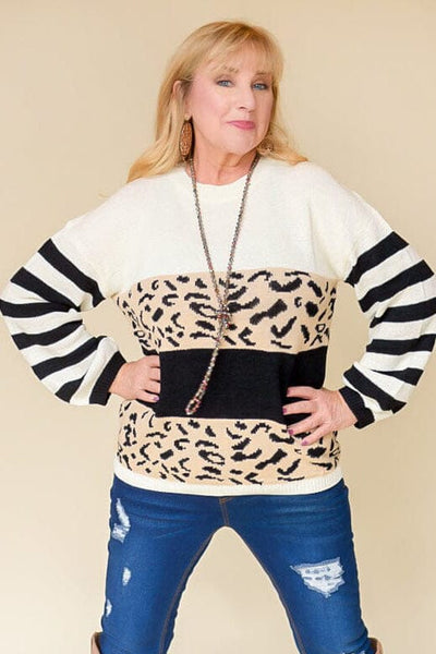 Stripes and Spots Sweater Tops Lover 