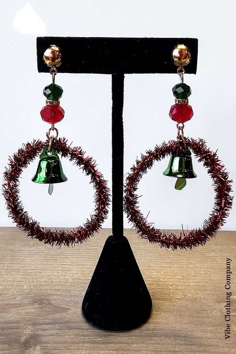 Christmas Wreath Earrings Jewelry Mark Red 