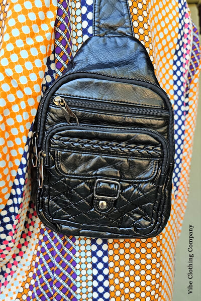 Black Zipper Quilted Sling Bag Purses Lover 