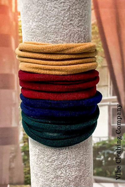 Soft Hair Tie Sets-Multi Color accessories Vibe Clothing Company Deep Tones 