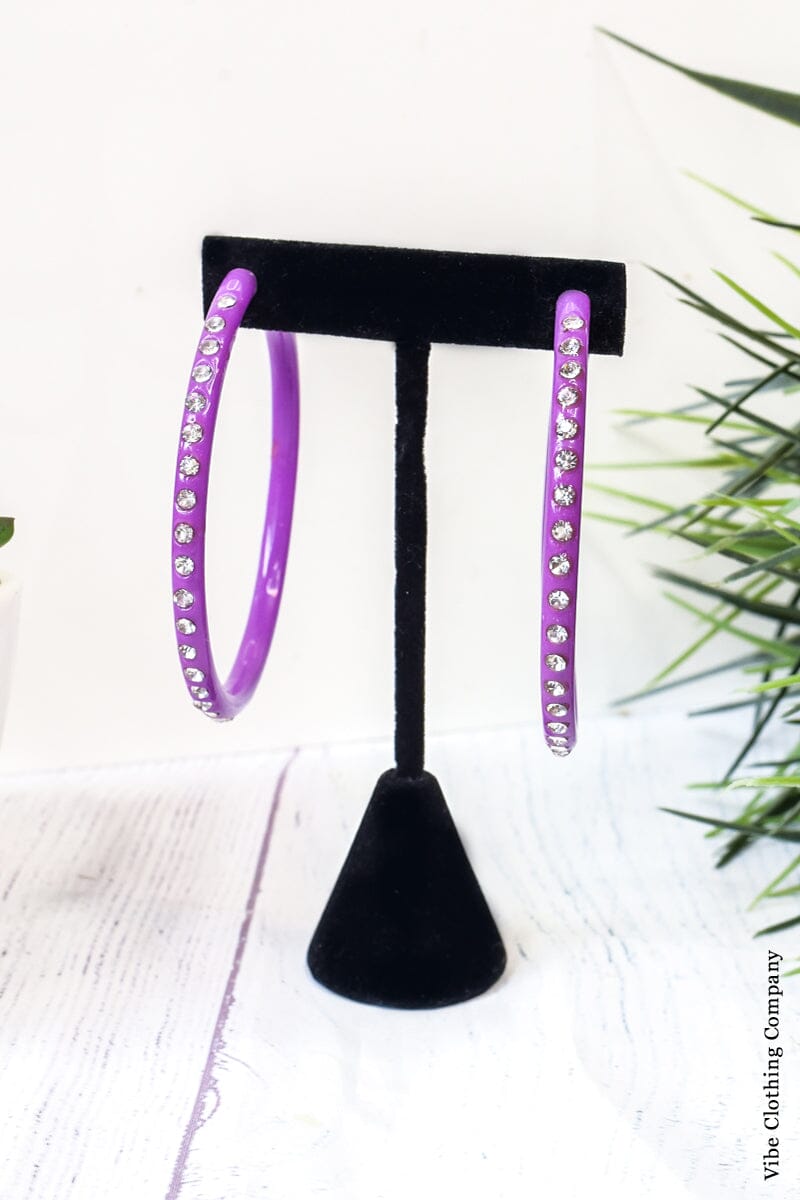 Crystal Hoop Earrings Jewelry 023 Purple 