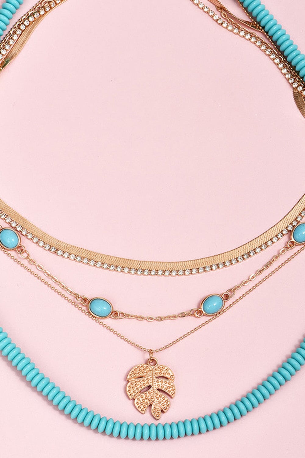 Turquoise & Leaf Layered Necklace Jewelry Lover 