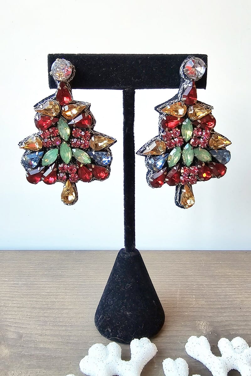 Ornate Christmas Tree Earrings Jewelry Miso 