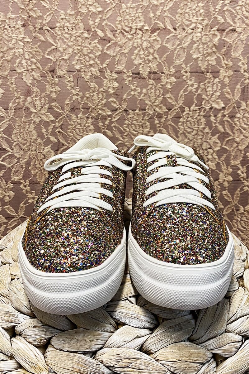 Glaring Sneaker - Confetti Chunky Glitter Shoes Corkys 