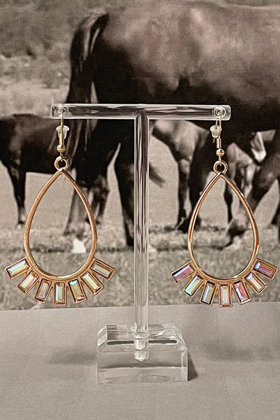 Gold Teardrop & Stones Earrings earrings YFW 