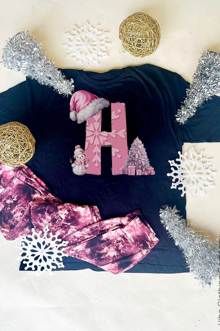 Initials A-M: Christmas Graphic Tee - Long Sleeve graphic tees VCC Small H 