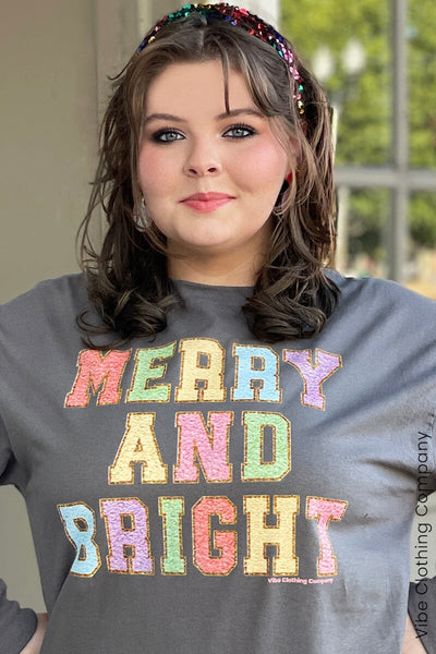 Merry & Bright Chenille Graphic Tee graphic tees VCC 