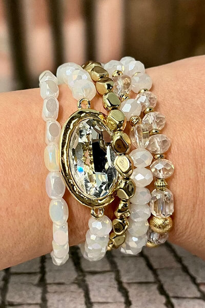 Brilliant Bracelet Sets Jewelry YFW White/Clear 
