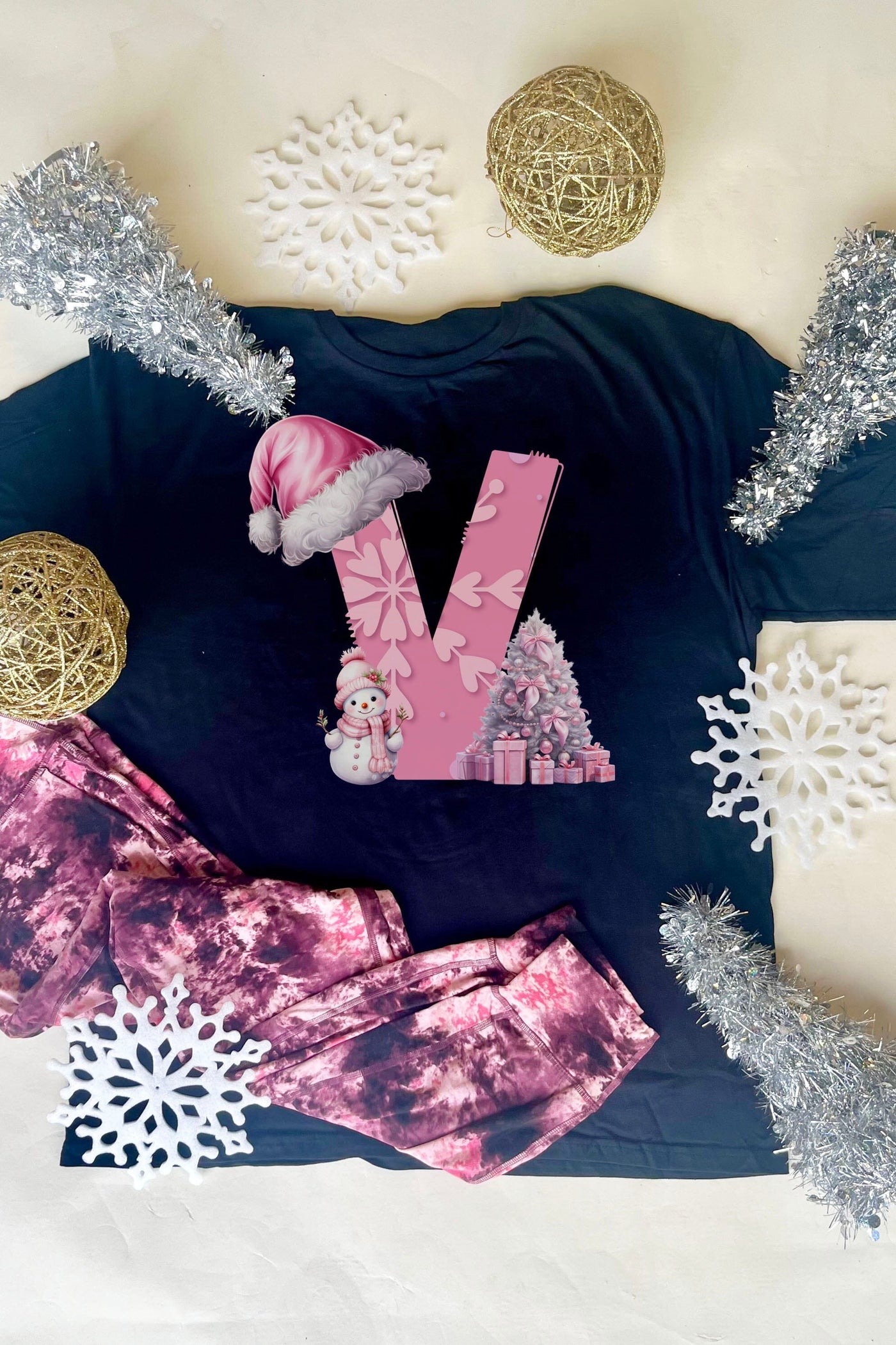 Initials N-Z: Christmas Graphic Tee - Long Sleeve graphic tees VCC Small V 