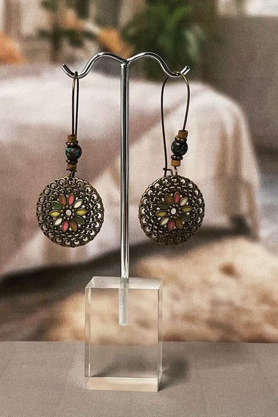 Bohemian Lifestyle Earrings Jewelry Lover Round 
